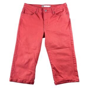 Levi Strauss Signature Stretch Womens Sz 8 Orange‎ Coral Capri Folded Jeans